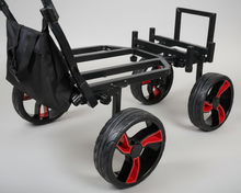 Load image into Gallery viewer, fishing trolley with red and black wheels
