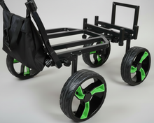 Load image into Gallery viewer, fishing trolley with green and black wheels
